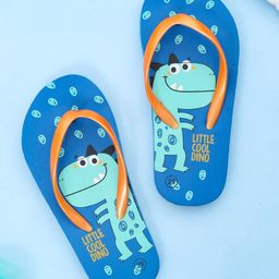 Yellow Bee Little Cool Dino Printed Slipper - Blue-image-92