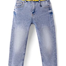 Babyhug Denim Full Length Washed Jeans with Stretch - Light Blue-image-80