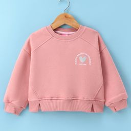 Little Kangaroos Cotton Full Sleeves Sweatshirt with Glitter Heart Detailing - Baby Pink-image-93