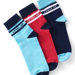 Pine Kids Knitted Silvadur Antimicrobial Ankle Length Text Design Socks Pack of 3 ( Color May Vary  )-image-97