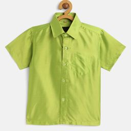 THANGAMAGAN Viscose Half Sleeves Soild Lining Shirt - Lemon Green-image-90