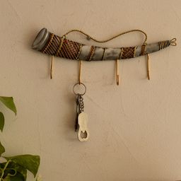 eCraftIndia Wrought Iron Long Shehnai Design Key Holder With 4 Key Hooks For Wall-11
