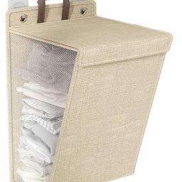House of Quirk Wall Mounted Laundry Basket Foldable Clothes Hamper with Handles Household Organizer Storage Bin for Bedroom Hamper - Beige-picture-41