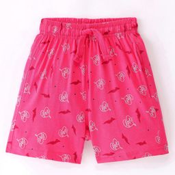 Doreme Single Jersey Knit Above Knee Length Shorts With Heart Print - Dark Pink-image-83