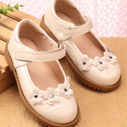 Babyoye Velcro Closure Ballerina With Floral Applique - Beige-image-38