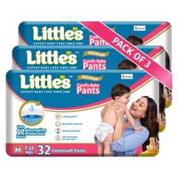 Little's Comfy Premium Baby Diaper Pants Cotton Soft with Wetness Indicator Pack of 3 Medium - 96 Pieces-image-49