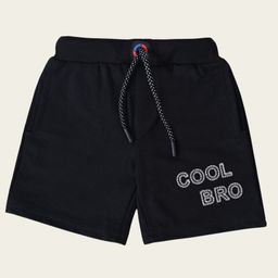 Nino Togs Cotton Cool Bro Text Embroidered Shorts - Black-image-88