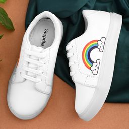 Steprite Rainbow Designed Lace Up Sneakers - White-image-75