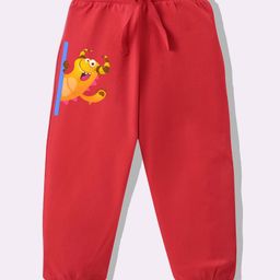 KAVEE Pure Cotton Knit Monster Printed Biowashed Lounge Pants - Red-picture-49
