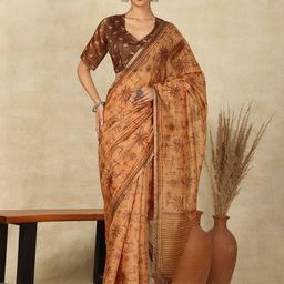 all about you Ethnic Motifs Zari Block Print Saree-picture-42