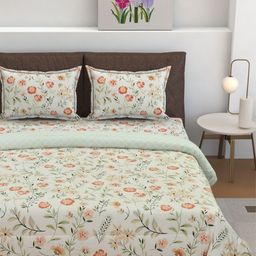 Florida Off White Floral Printed AC Room Double Bed Comforter Set-picture-34