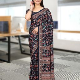 K 5 Fashion Floral Printed Pure Crepe Saree-picture-3