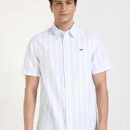 Tommy Hilfiger Men Spread Collar Vertical Striped Cotton Casual Shirt-picture-8