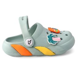 Babyoye Clogs with Strap Closure & Applique - Green image 4