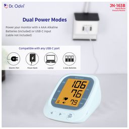 dr. odin Dr.Odin JN-163B Blood Pressure Monitor with Large LCD Display, Voice Function, 2 User Suppport, USB Type-C | White image 4