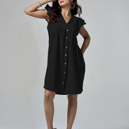 DressBerry Flutter Sleeve Fit & Flare Dress-image-53