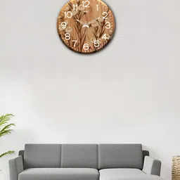 OLIVE TREE Brown & White Printed Wooden Analogue Wall Clock-10