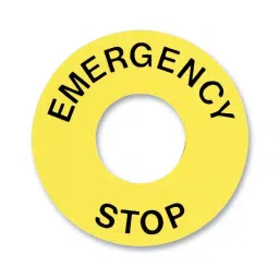 SCHNEIDER ELECTRIC Switch Legend Plates LEGEND, EMERGENCY STOP, 45MM, ZB6Y7330-29