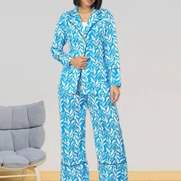 all about you Printed Collared Neck Long Sleeves Blazer With Trousers Co-Ords-image-16