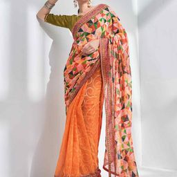HERE&NOW Sequinned Pure Georgette Saree-image-95