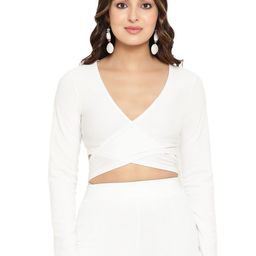 Sugathari Women White Crop Styled Back Top-image-95