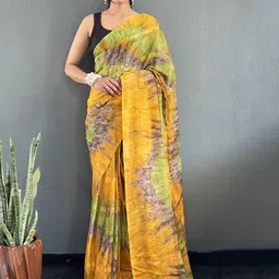 all about you Abstract Printed Organza Saree With Pure Chiffon Blouse Piece-picture-6
