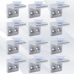 S.S (5 mm) Glass Shelf Mounting (MATT) holder, Fixing Pegs Supports,Brackets, L bet, Cup for Glass Shelves,Cabinet Display, (PACK OF 12) Shelf Bracket-34