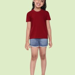 BRATMA Kids Maroon Pure Cotton T-shirt-image-62