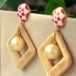 BeAbhika Gold-Plated Contemporary Enamel And KIte Mesh Drop Earrings image 3