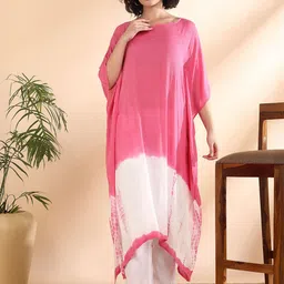 CORSICA Women Tie and Dye Dyed Crepe Kaftan Midi Dress-image-72