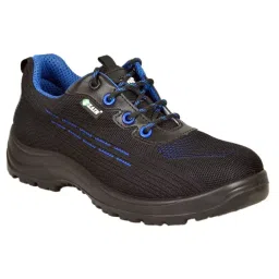 Zain Safety X-Weave Composite Toe Safety Shoes PU Single Density Low Ankle Black & Blue Dry Fit Knit Breathable Size UK5, VAPOUR-picture-49