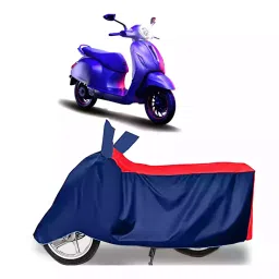 Auto Pearl Two Wheeler Cover with Bag for Bajaj Urbanite Chetak, Red & Blue-image-25