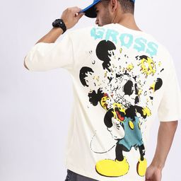 Kook N Keech Disney Men Mickey Mouse Printed Pure Cotton Oversized T-shirt-image-54