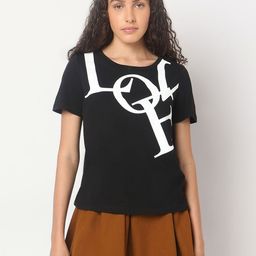 Vero Moda Women Typography Printed Round Neck Cotton T-shirt-image-51