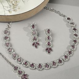 VATSALYA creation Rhodium-Plated Artificial Stones Alloy Jewellery Set-image-32