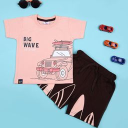 V-Mart Unisex Kids Printed T-shirt with Shorts Clothing Set-image-92