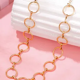 Yellow Chimes Gold-Plated Geometric Circle Necklace-image-50