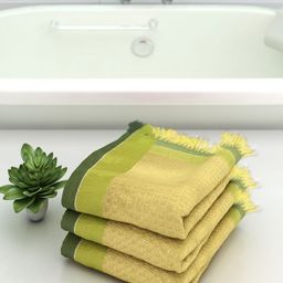 Aura Yellow & Green 3 Cotton 210 GSM Bath Towel-20
