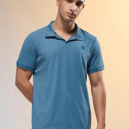 Technosport Self Design Polo Collar Antimicrobial Slim Fit T-shirt-image-10