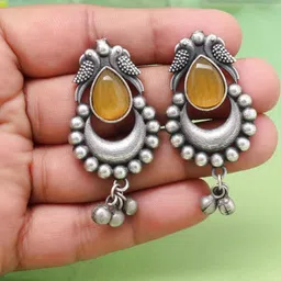 PREYANS Geometric Brass Jhumkas Earrings-22