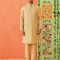 TheEthnic.Co Men Ethnic Motifs Embroidered Flared Sleeves Sequinned Kurta-image-23