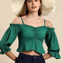 Mast & Harbour Off-Shoulder Puff Sleeves Bardot Crop Top-image-24