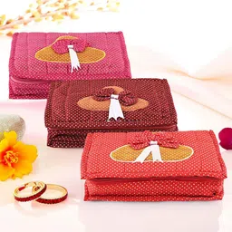 Kuber Industries Maroon & Pink 3 Pieces Polka Dot Printed Jewellery Organiser-image-46