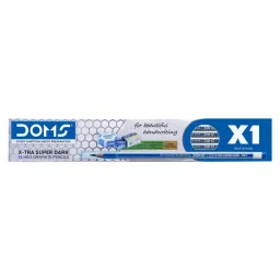 Doms X1 Xtra Super Dark HB/2 Point Graphite Hexagonal Black Pencil 10 Pcs with Free Eraser & Sharpener, 7930 (Pack of 10 Box)-17