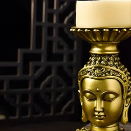 Spiaty Gold-Toned Charming Buddha Statue Candlestick Idol Showpiece-image-54