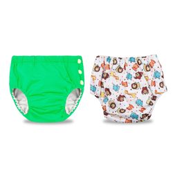 Chinmay Kids Swimming Pants Reusable Swimwear Diaper Pool Pants Pack of 2 - Green & White-17