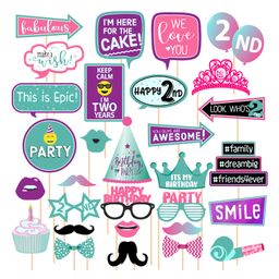 Zyozi 2nd Birthday Photo Booth Props Kit Multi Colour - Pack of 30-image-95