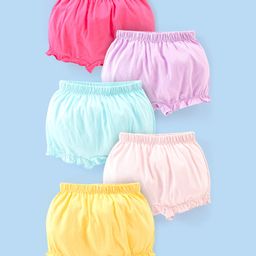 Babyhug 100% Cotton Knit Solid Bloomers Pack of 5 - Multicolour-image-96