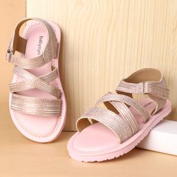 Babyoye Velcro Closure Textured Party Wear Sandals - Pink-image-95