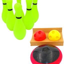 sanjary 2 in 1 Hover Soccer and Bowling Set Glow Hover Bowling Game - Multicolor-0